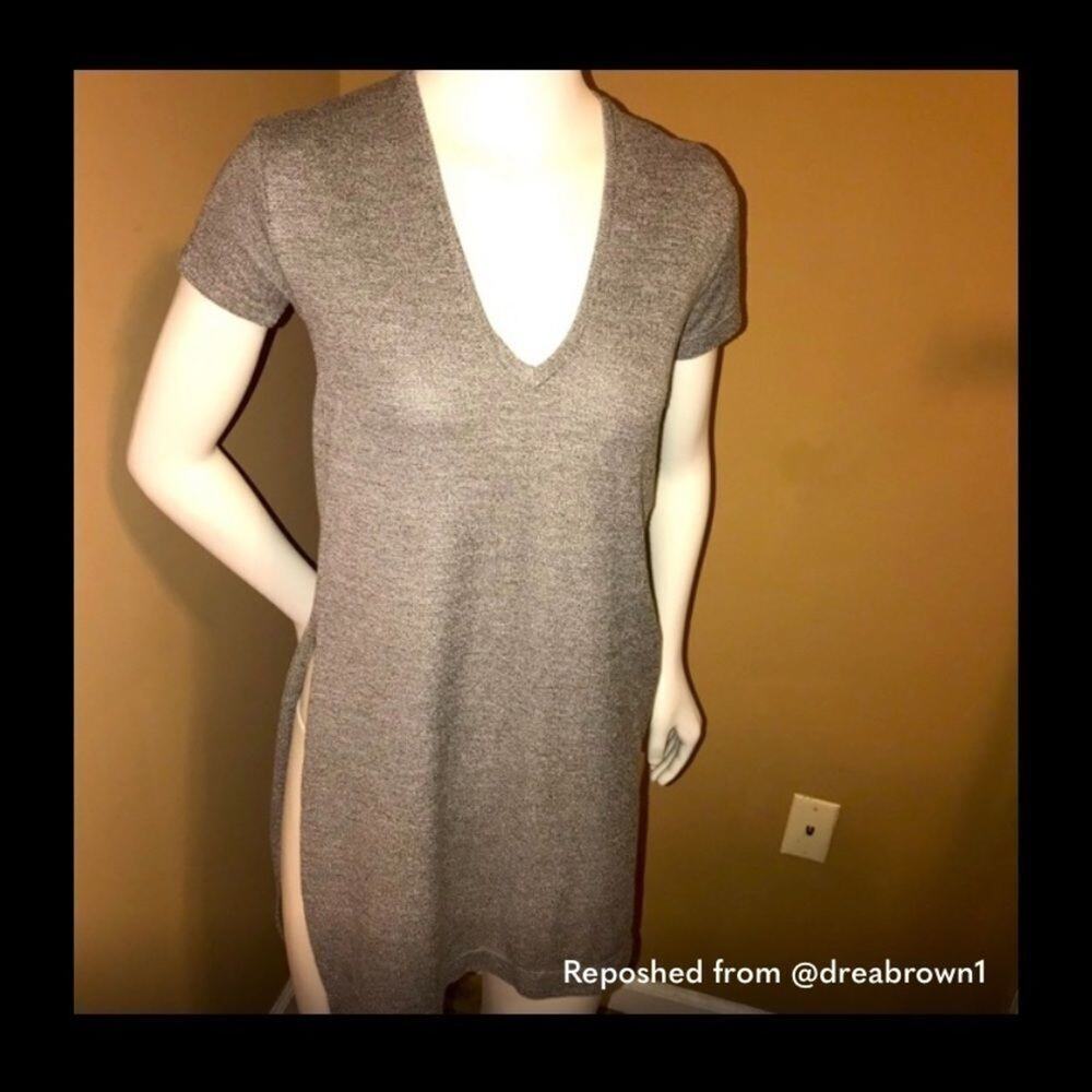 ZARA trafaluc grey v‎ neck tunic with high slits - Picture 6 of 6